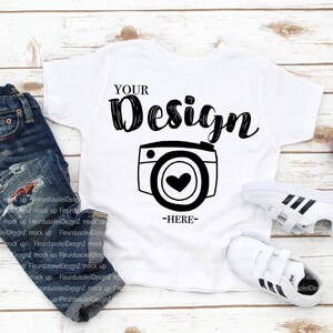 kids t shirt mockup Bella Canvas 3001T White T-Shirt Jersey Unisex T-Shirt Toddler Flat Lay kids tee mockup boy mockup t-shirt mockup kids