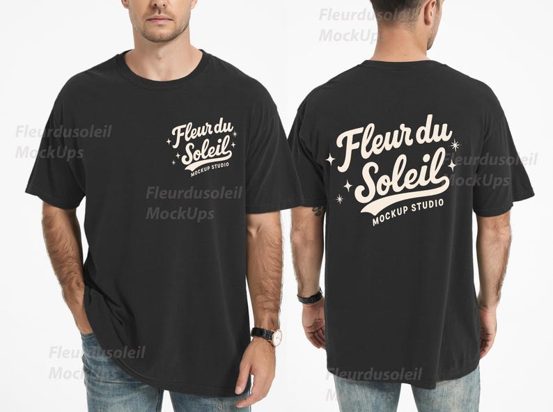 Comfort Colors 1717 Mockup Bundle | Mens C1717 T-Shirt Front & Back Mockups | Real Male Model Shirt Mockup | Simple Casual Aesthetic Photo