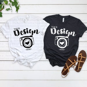 Family Blank bella canvas mockup Dark Grey Heather and white Mock Up Family Flat Lay friend mock up Couple bella canvas 3001 black mockup