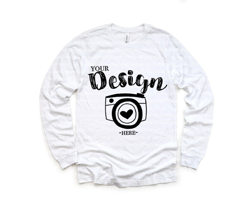 Download Bella Canvas 3501 White Unisex T-shirt Mock Up Long Sleeve | Etsy