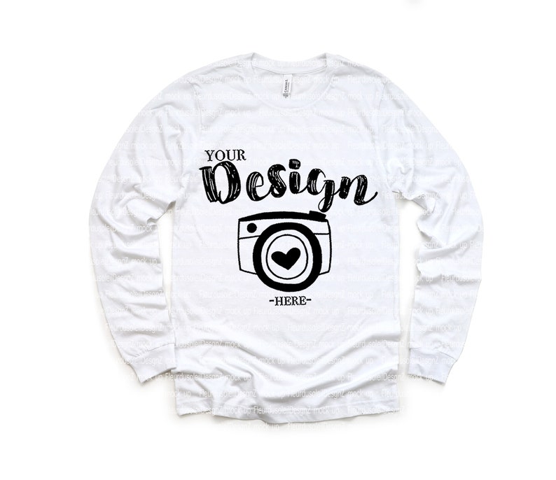 Download Bella Canvas 3501 White Unisex T-shirt Mock Up Long Sleeve ...