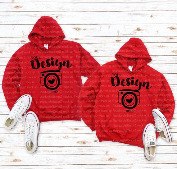 Family Blank Gildan 18500 Red Hooded Sweatshirt Brand Hoodie Mock up Family Flat Couple Hoodie Mockup Etsy