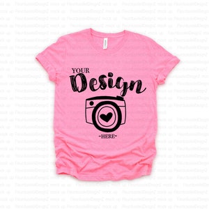 Bella + Canvas 3650 Unisex Poly T-shirt | Bella Canvas Mockup | Summer T-shirt Mockup | Women Tshirt Mockup Neon Pink