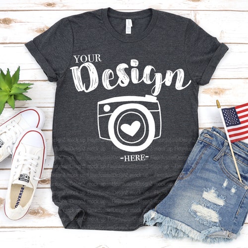 Bella Canvas 3001 Mockup Bella Canvas Dark Grey Heather - Etsy