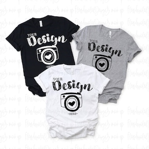 Family Blank bella canvas mockup black and white Mock Up t-shirt mock ups friend mock up Trio Shirt Mock Up 3001 mockup multiple