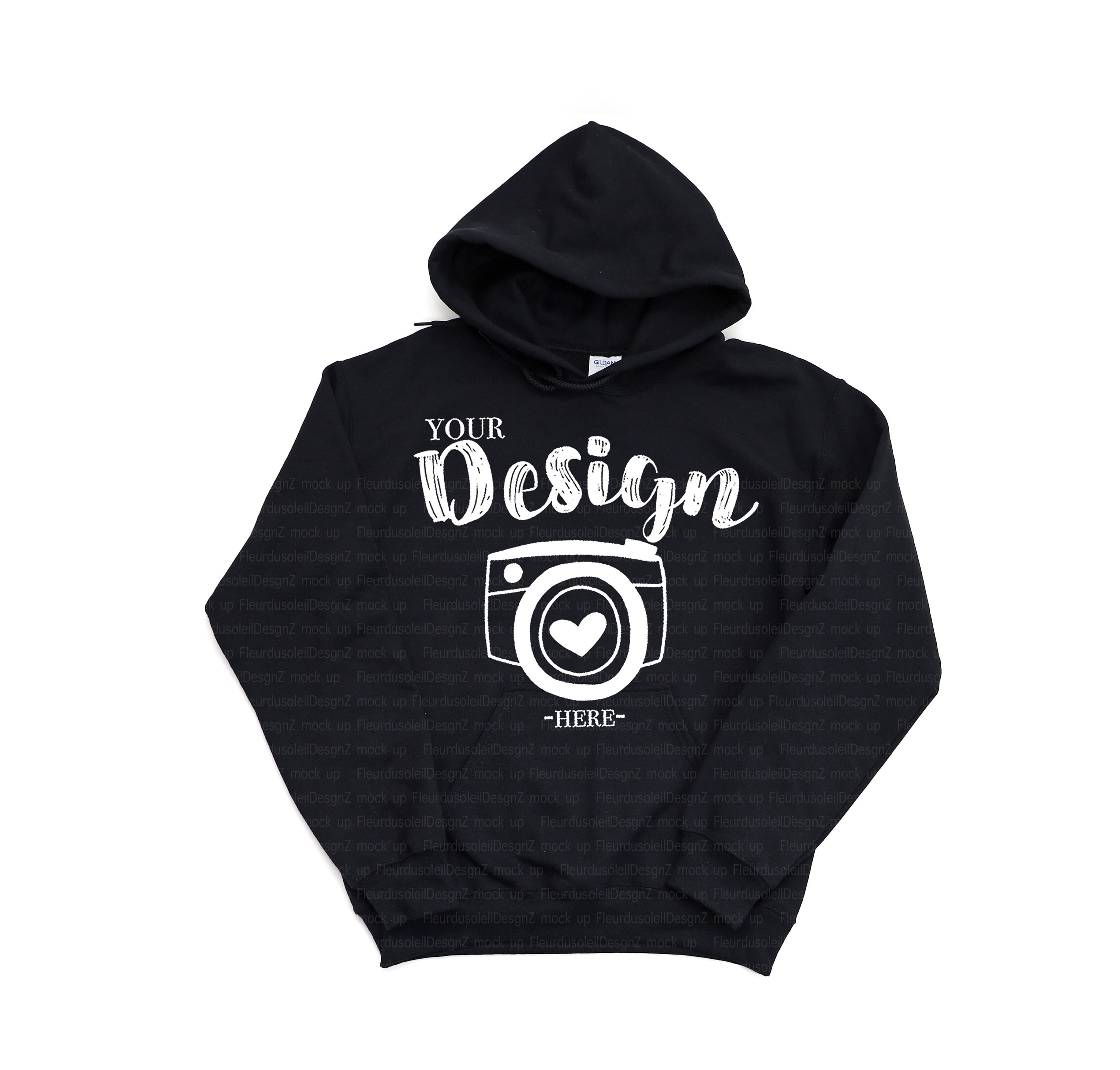 Download Gildan 18500 Hooded Sweatshirt Brand Black hoodie Mockup ...