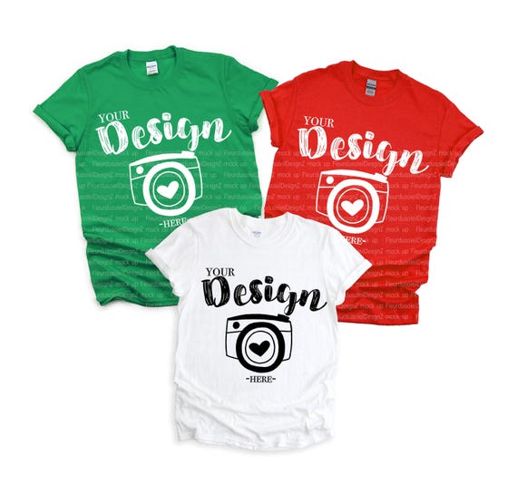 Gildan mockup family gildan 64000 mock up Trio Shirt Mock Up tshirt mockup xmas GILDAN mockup multiple