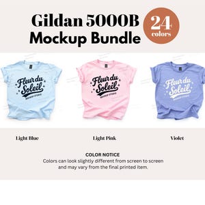 Gildan 5000B Mockup Bundle, Gildan 5000B Youth T-Shirt Mockup Bundle, White Background, Real Photo, Digital Download image 6