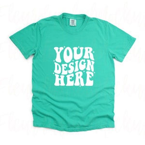 Maqueta de camiseta RS de peso pesado para adultos Comfort Colors 1717 Island Green Maqueta de camiseta de manga corta Comfort Colors Maqueta de diseño plano