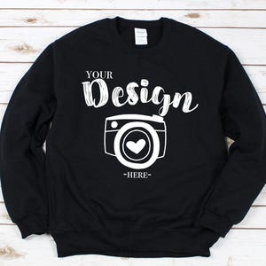 Gildan 18000 zware mix sweatshirt met ronde hals Zwart sweatshirt mockup 18000 mock-up platliggend Gildan-sweatshirt mockup sweatshirt