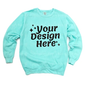 Comfort Colors 1566 Chalky Mint Mockup Crewneck Mockup Winter sweater mockup Comfort Colors 1566 Mockup Comfort Colors Sweatshirt Mockup