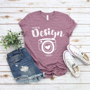 Heather Orchid T Shirt Mock Up shirt mock up Bella Canvas 3001 Heather Orchid t shirt mock up Photo Mock Up bella canvas 3001 mockup