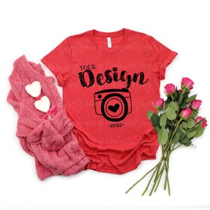 VALENTINES Mock Up BUNDLE| Valentines day Bundle 3001 Mockup | 3001 Mock Up | Bella Canvas Mockup Valentines | 3001 Valentines Mockup image 3