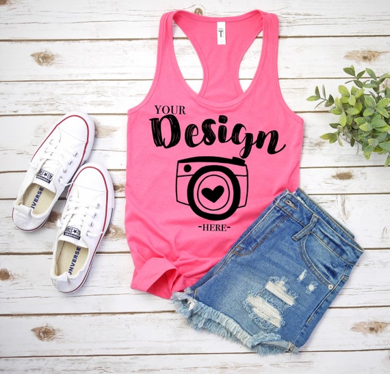 Next Level 1533 Hot Pink Pink Tshirt Mockups Pink Tank Top Etsy