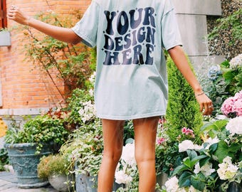 Comfortkleuren C1717 Bay Back Mockup T-shirt Mockup Oversized 1717 Outdoor Lifestyle Esthetisch Model Mock