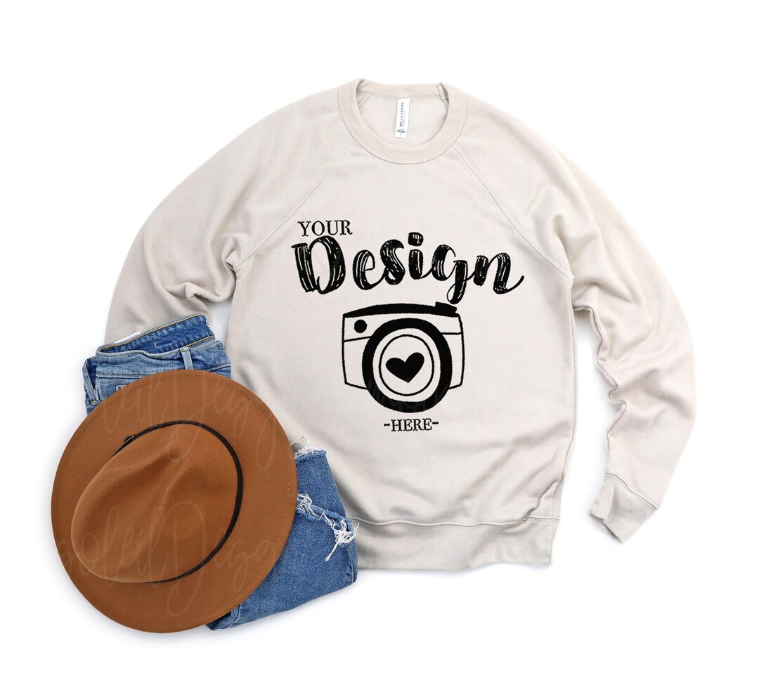 Bella Canvas 3901 Heather Dust Sweatshirt Mock up Flat Lay Sweatshirt ...
