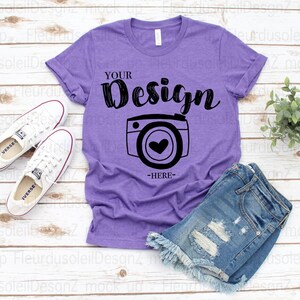 Bella Canvas 3001 Heather Team Purple, Flat Lay Mockup, Mock Up, Mock Up, Flat Lay, Bella Canvas mock up,T-shirt Mockup,Unisex Tee Mockup