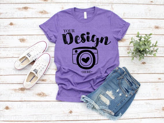 Bella Canvas 3001 Heather Team Purple, Flat Lay Mockup, Mock Up, Mock Up, Flat Lay, Bella Canvas mock up,T-shirt Mockup,Unisex Tee Mockup
