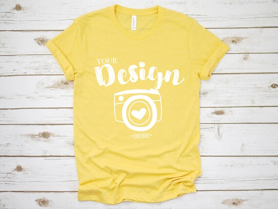 Heather Yellow Gold Summer T Shirt Mockups Bella Canvas 3001 Etsy