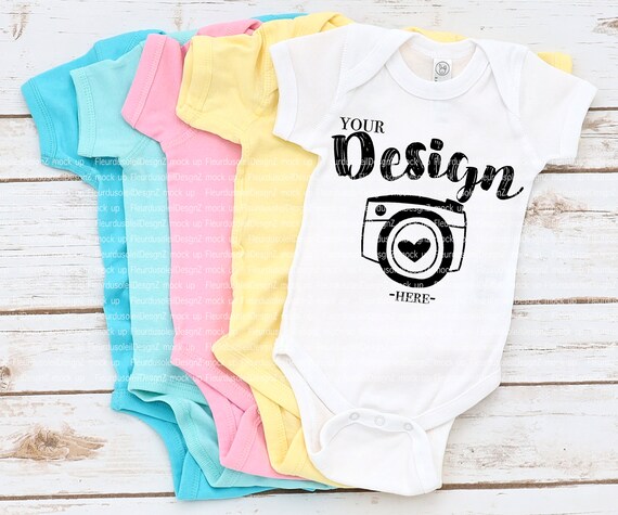 Baby T Shirt Mockups Rabbit Skins 4400 Mockup One Piece Flat Etsy