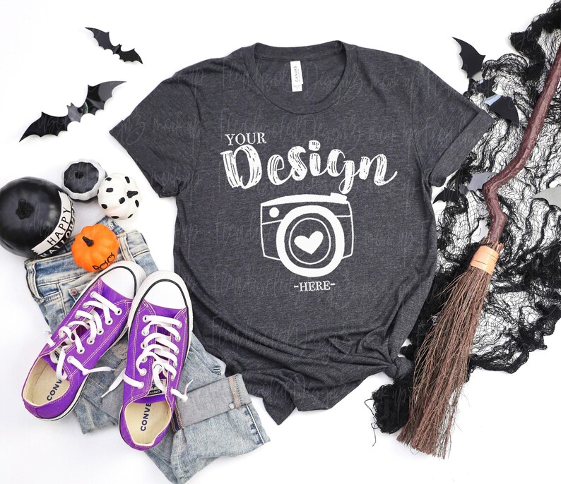 Bella Canvas 3001 Tshirt mockup bundle Halloween Bella Canvas 3001 HALLOWEEN Shirt Mock up Halloween 3001 Mockup Bundle image 4
