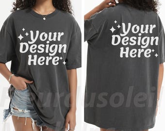 Comfort Colors Pepper Mockup Front and Back Mockup Comfort Colors 1717 model Real Model Mock