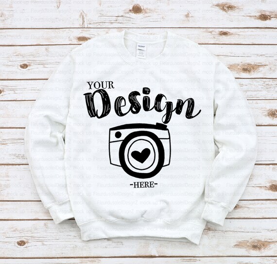 Gildan 18000 Heavy Blend Crewneck Sweatshirt White Sweatshirt Etsy