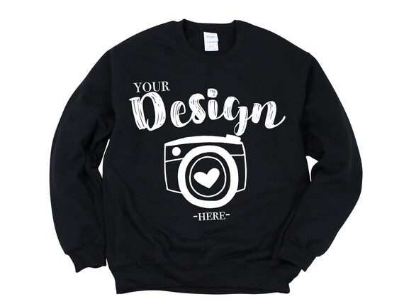 Gildan 18000 Black Heavy Blend Crewneck Sweatshirt Sweatshirt Etsy