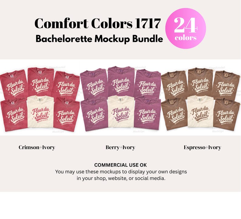 Comfort Colors 1717 Mockup Bundle | Bachelorette Group Shirt Mockup Set | Bridal Party Matching Tees | CC1717 Digital Mockups image 6