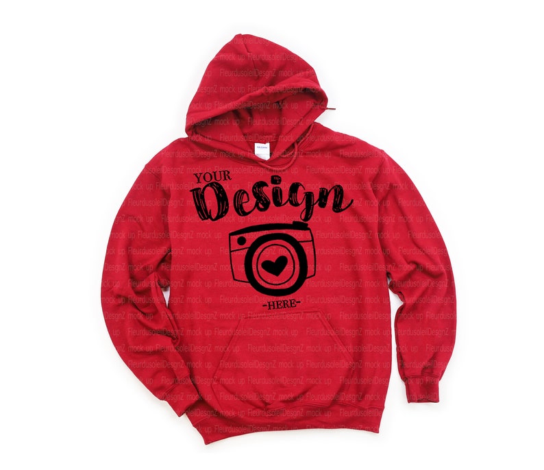 Download Gildan 18500 Hooded Sweatshirt Brand Red hoodie Mockup | Etsy