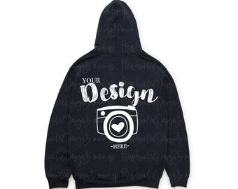 Back- Gildan 18500 Hooded Sweatshirt Brand black hoodie Mockup t-shirt mockup gildan Flat Lay Shirt Mock Up