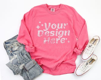6014 Crunchberry Mockup 6014 Mockup Comfort Colors 6014 Mockup Comfort Colors Long Sleeve Mockup Long Sleeve Mockup