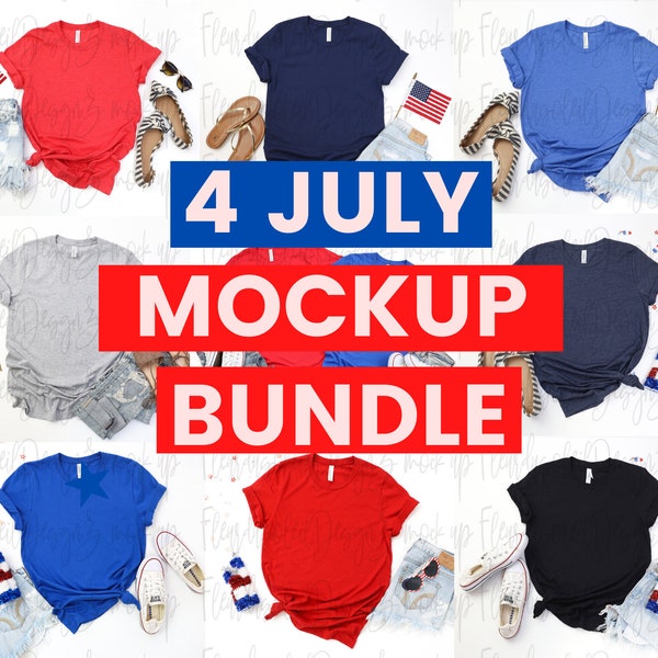 Patriotic Mockup 4th Of July mockup bundle 3001 T shirt Mock Ups BELLA CANVAS Mockup Bundle