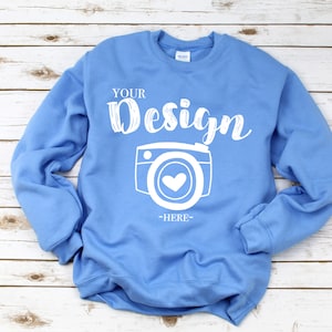 Gildan 18000 Heavy Blend Crewneck Sweatshirt Carolina Blue Sweatshirt Mockup 18000 Mock Up Flat Lay Gildan Mockups Sweatshirt Mockup