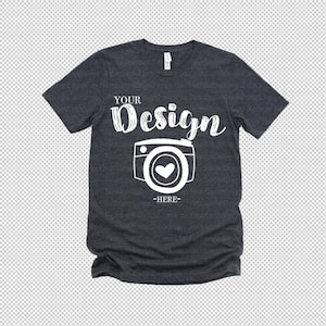 PNG Bella Canvas 3001 Dark Grey Heather Unisex T-shirt Mock Up Mock Up Flat Lay bella canvas 3001 mockup Transparent PNG Blank T-Shirt