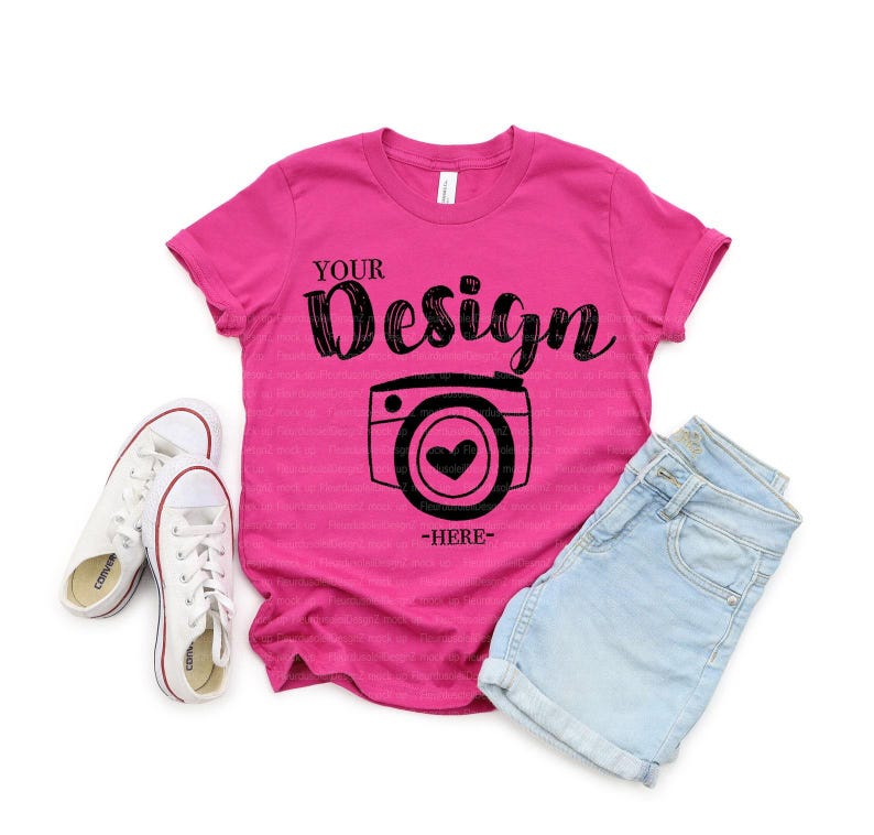 Bella and Canvas 3001Y tshirt Mockup | Youth Shirt Mockup | Blank Shirt Mockup | Summer Mockup | t shirt Mock up | 3001Y White Mockup image 3