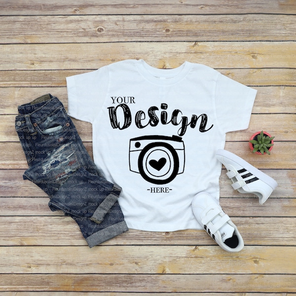 kids t shirt mockup Bella Canvas 3001T White T-Shirt Jersey Unisex T-Shirt Toddler Flat Lay kids tee mockup boy mockup t-shirt mockup kids