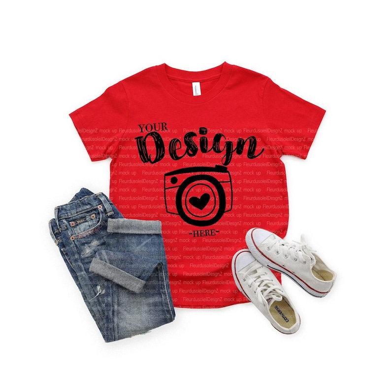 Bella and Canvas 3001Y tshirt Mockup | Youth Shirt Mockup | Blank Shirt Mockup | Summer Mockup | t shirt Mock up | 3001Y White Mockup image 4