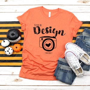 Bella Canvas 3001 Heather Orange Unisex T-shirt Mock up Orange - Etsy