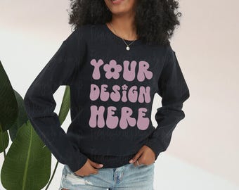 Model Mockup Gildan 18000 Mockup | Gildan 18000 black Sweatshirt Mockup | Sweatshirt Model Mockup | black Crewneck Mockups