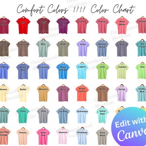 Editable Comfort Colors C1717 Color Chart Canva Template | 1717 Color Options Swatch & Size Guide | 1717 Color Chart Mockup