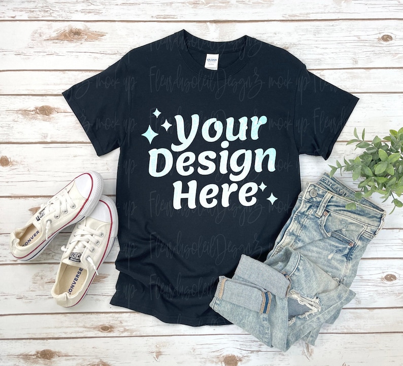 Black Gildan 5000 Mockup, T-Shirt Mockup, Model Mockup, T-Shirt Flat Lay, Tshirt Mockup, Tee Mockup, Black Unisex T-shirt Mock Up
