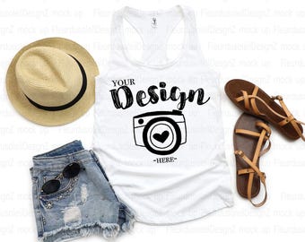 Next Level 1533 White | Tank Flat Lay | Racerback Tank Mock Up | Mock Up | Tank Top MockUp | t-shirt mockup for summer