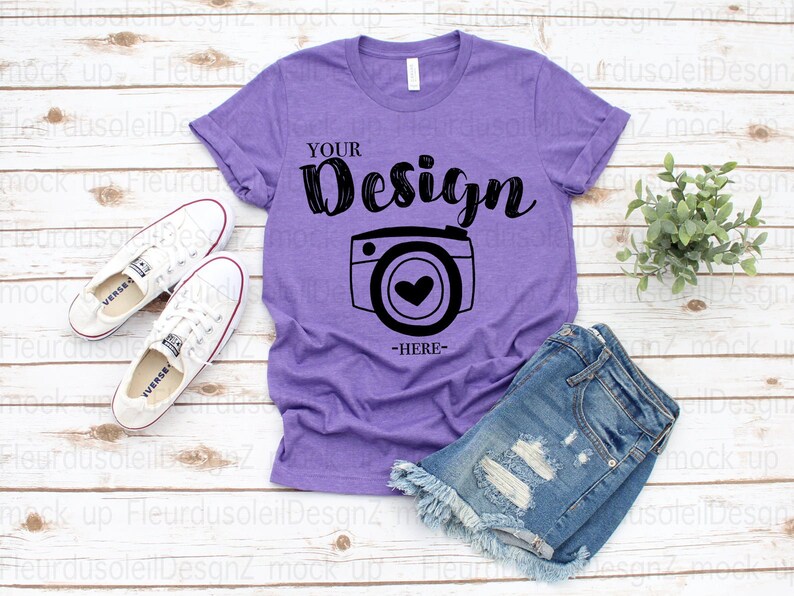 Download Bella Canvas 3001 Heather Team Purple Flat Lay Mockup Mock ...