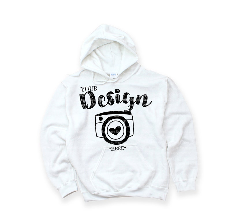 Download Gildan 18500 White Hooded Sweatshirt Brand hoodie Mockup ...