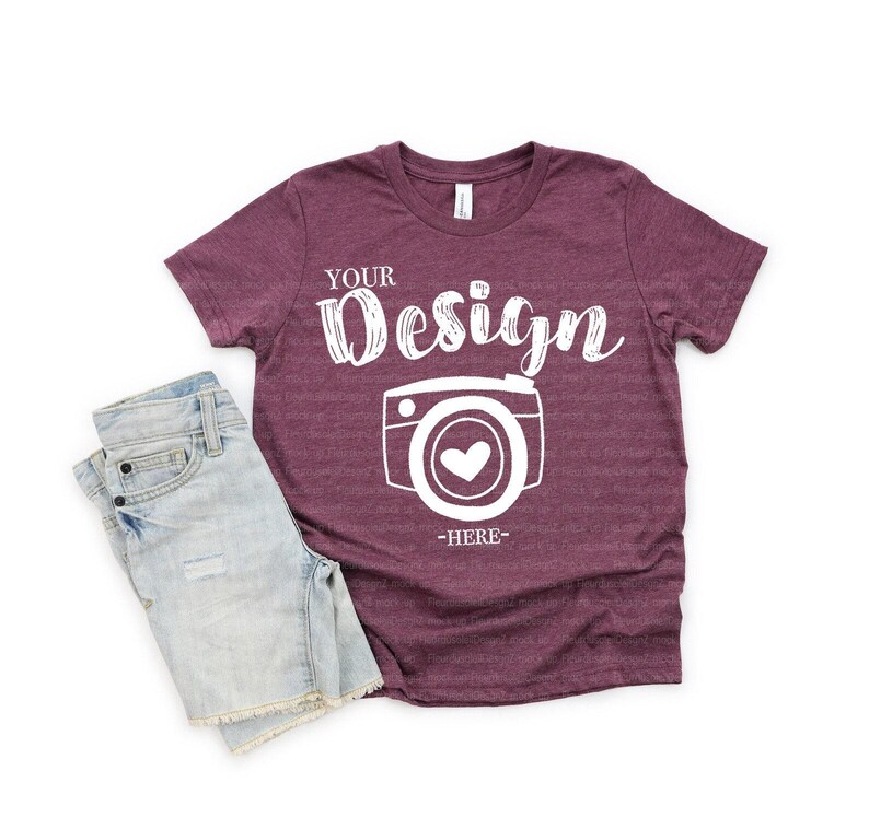 Bella and Canvas 3001Y tshirt Mockup | Youth Shirt Mockup | Blank Shirt Mockup | Summer Mockup | t shirt Mock up | 3001Y White Mockup image 5