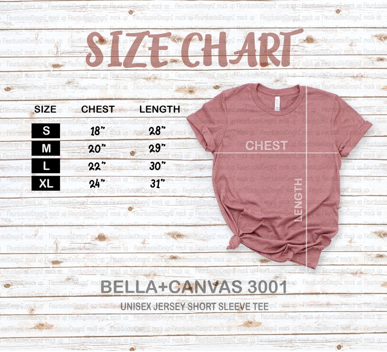 youth bella canvas size chart