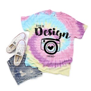 Jellybean-adult TIE DYE T-Shirt | t-shirt mockup for summer | Tie-Dye CD100 Jellybean Unisex T-shirt Mock Up | Tie Dye Mock Up