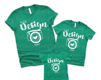 St. Patrick's Day Family Blank bella canvas 3001 &3001Y kelly mockup Mock Up Family Flat Lay friend mock up bella canvas mock up