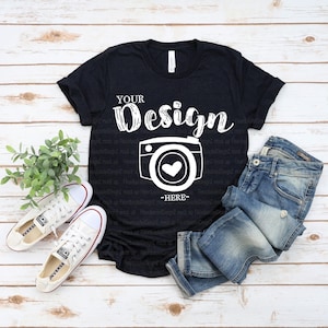 Bella Canvas 3001 Black Heather Flat Lay MockupMock Up Flat Lay Bella Canvas mockup T-shirt Mockup Unisex Mockup bella canvas 3001 mockup